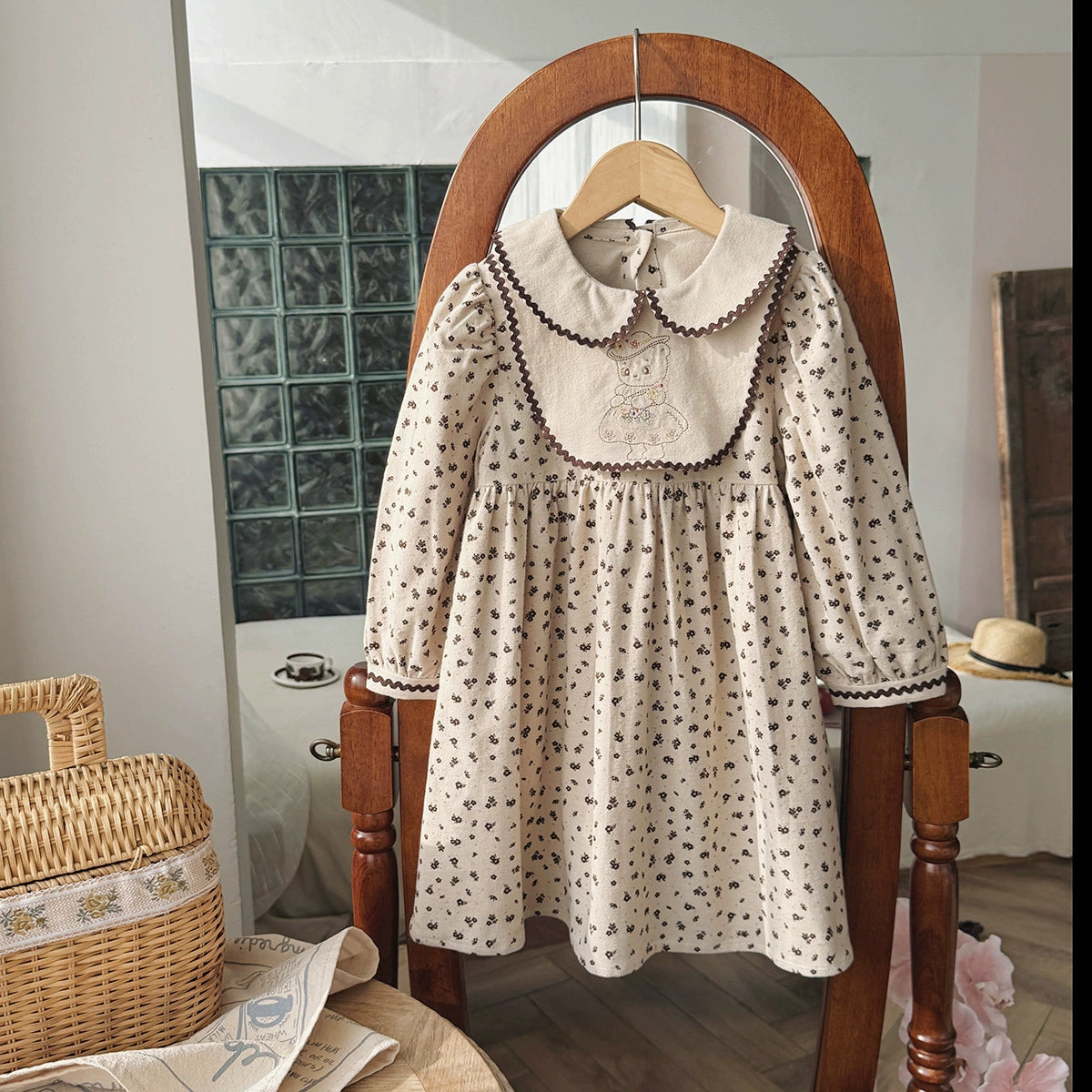 Arrival Autumn Girls Teddy Bear Embroidery and Floral Pattern Long Sleeves Dress, MyKids-USA®, Baby & Toddler Dresses, MyKids-USA -  -  -  -  -  -  - 