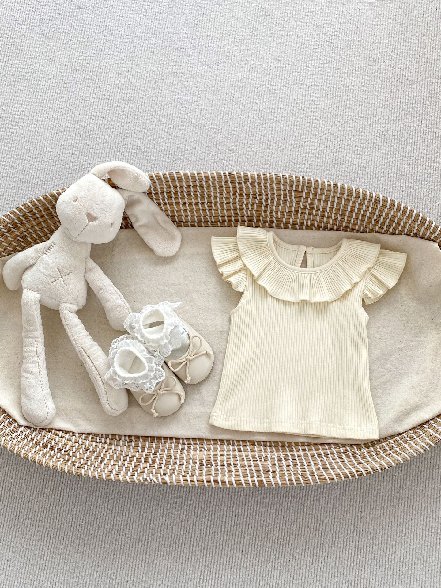 Summer Collection: Girls’ Fly Sleeves Ruffle Collar Solid Color Top, MyKids-USA®, Baby & Toddler Tops, MyKids-USA - Size/Age - 66 (3-6M) - Color - Yellow -  -  - TR2403292110-E