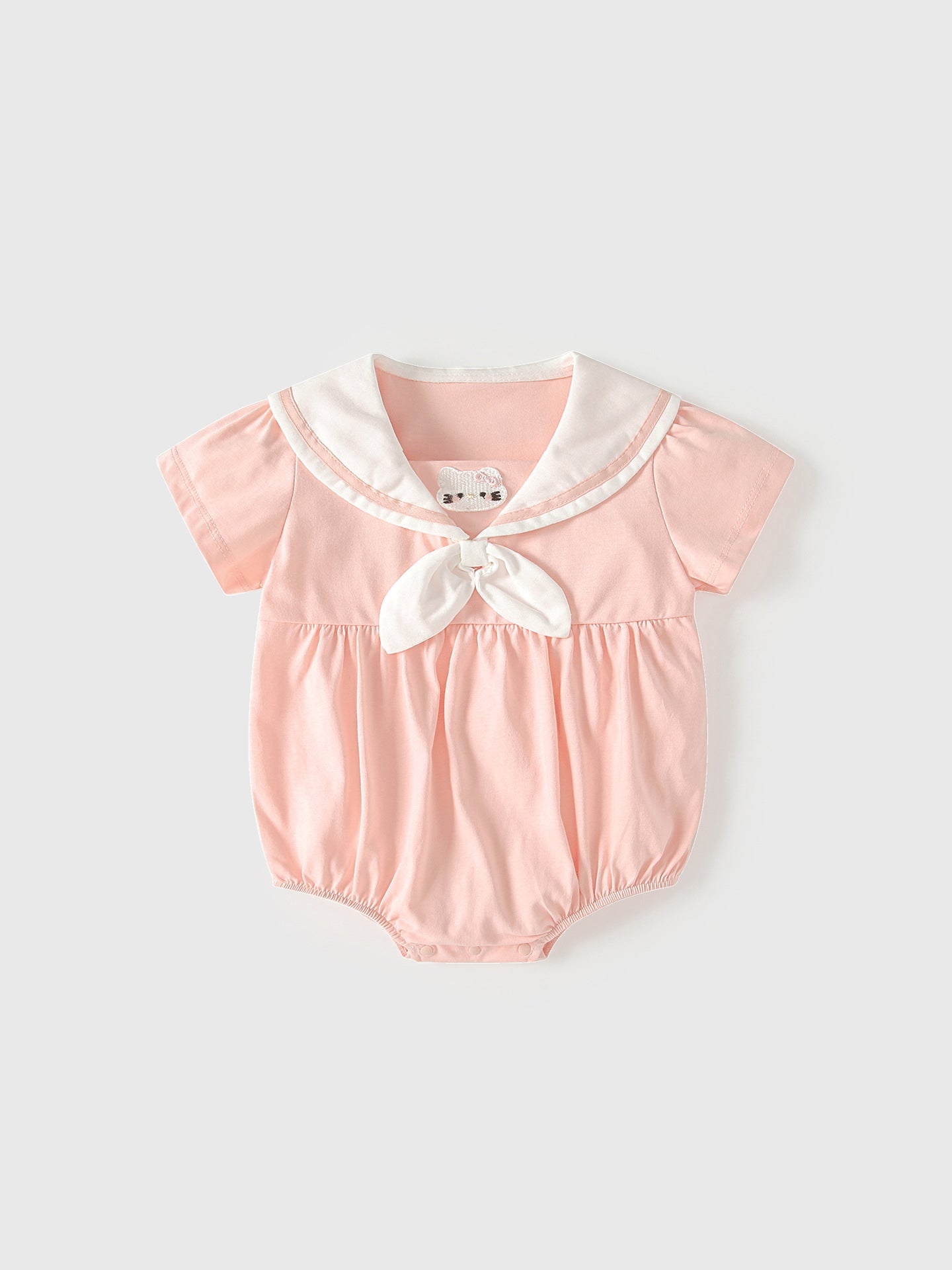 Summer Arrival Short Sleeves Preppy Navy Collar Bodysuit for Stylish Girls, MyKids-USA®, Bodysuits, MyKids-USA - Size/Age - 66 (3-6M) - Color - Pink -  -  - TR2605282359-A.