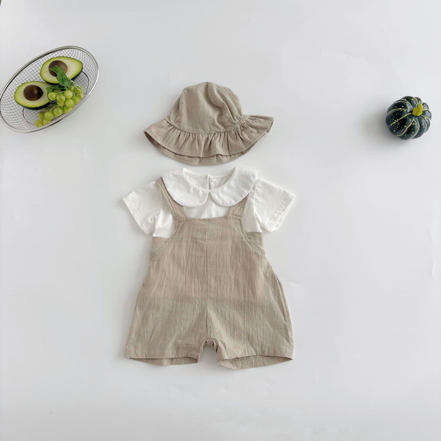 Summer Hot Selling Baby Kids Unisex Sleeveless Simple Plain Strap Rompers Overalls and White T-Shirt Clothing Set, MyKids-USA®, Baby & Toddler Outfits, MyKids-USA - Size/Age - 73 (6-9M) - Color - Beige -  -  - TR2505301038-A