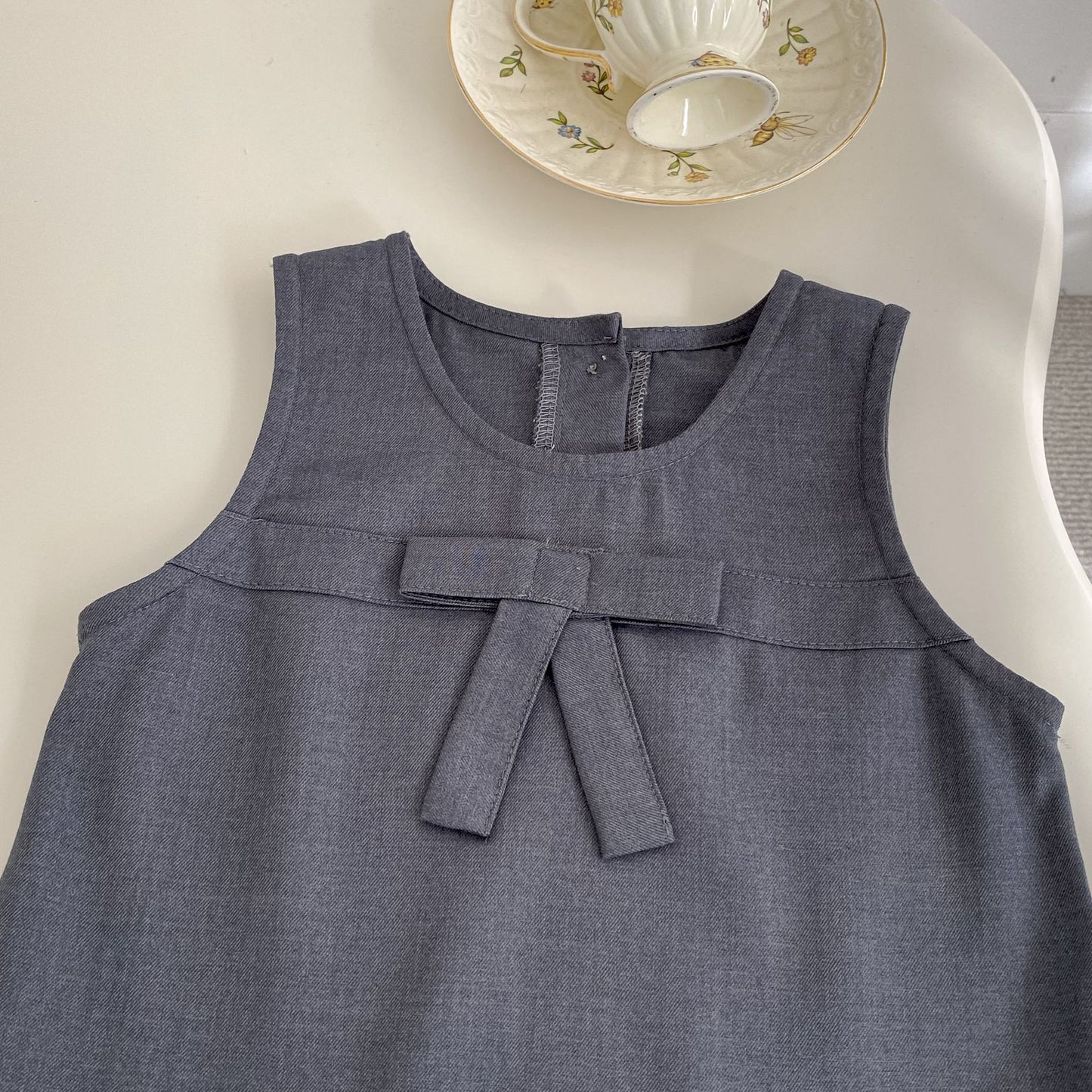 Spring Baby Kids Girls Long Sleeves Cute Striped Embroidered Pattern Top and Preppy Sleeveless Dress Clothing Set, MyKids-USA®, Baby & Toddler Outfits, MyKids-USA - Size/Age - 73 (6-9M) - Color - Grey -  -  - TR2601181714-B.