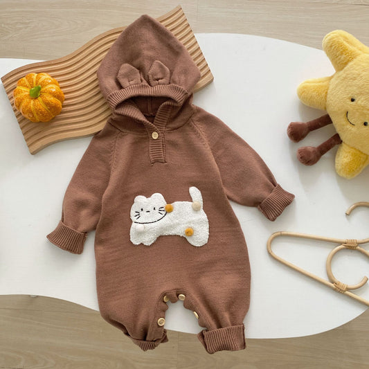 Autumn and Winter Arrival Baby Unisex Long Sleeves Cute Animals Cartoon Pattern Hooded Warm Rompers, MyKids-USA®, Baby One-Pieces, MyKids-USA - Size/Age - 66 (3-6M) - Color - Coffee -  -  - TR2511082358-A