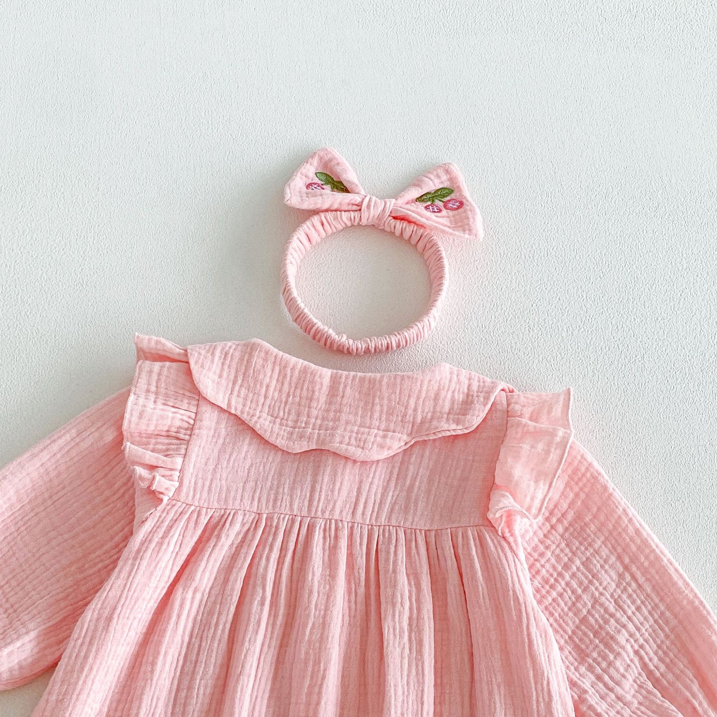 MyKids-USA® Autumn Arrival Baby Girls Long Sleeves Cute Cherry Embroidered Rompers