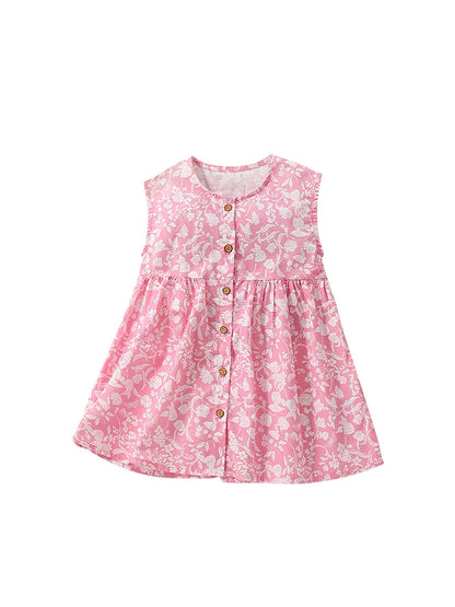 Summer Arrival Floral Sleeveless Single Breasted Dress for Stylish Girls, MyKids-USA®, Baby & Toddler Dresses, MyKids-USA -  -  -  -  -  -  - 