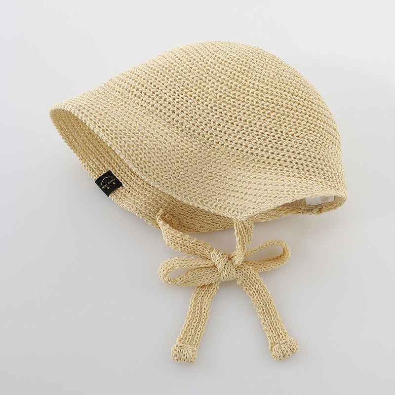 Summer Trendy Straw Hat For Girls, Baby Girl Sun Hat, Thin And Hollowed-Out Design Fisherman Hat, MyKids-USA®, Hat, MyKids-USA - Size/Age - Average Size (1-4Y) - Color - Beige -  -  - TR2406182332-A.