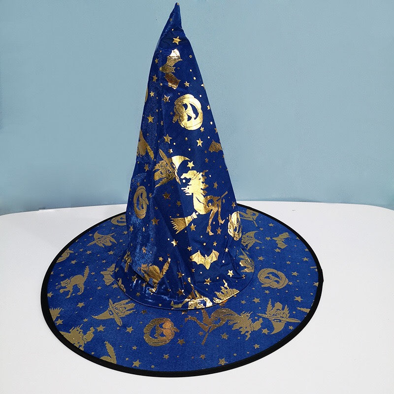 Halloween Bronzed Witch Hats Masquerade Dress Up Decoration, MyKids-USA®, Costume Accessories, MyKids-USA - Size/Age - Kids & Adult (Average Size) - Color - Navy Blue (Dark Blue) -  -  - JM2206092213-G