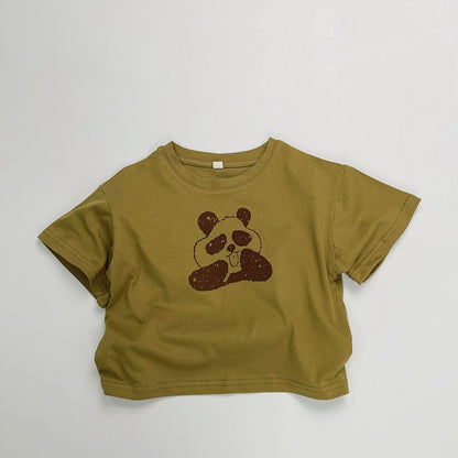 Summer Arrival Kids Unisex Comfortable Short Sleeves Panda Pattern Top Casual T-shirt, MyKids-USA®, Baby & Toddler Tops, MyKids-USA - Size/Age - 80 (9-12M) - Color - Green -  -  - TR2505142102-B