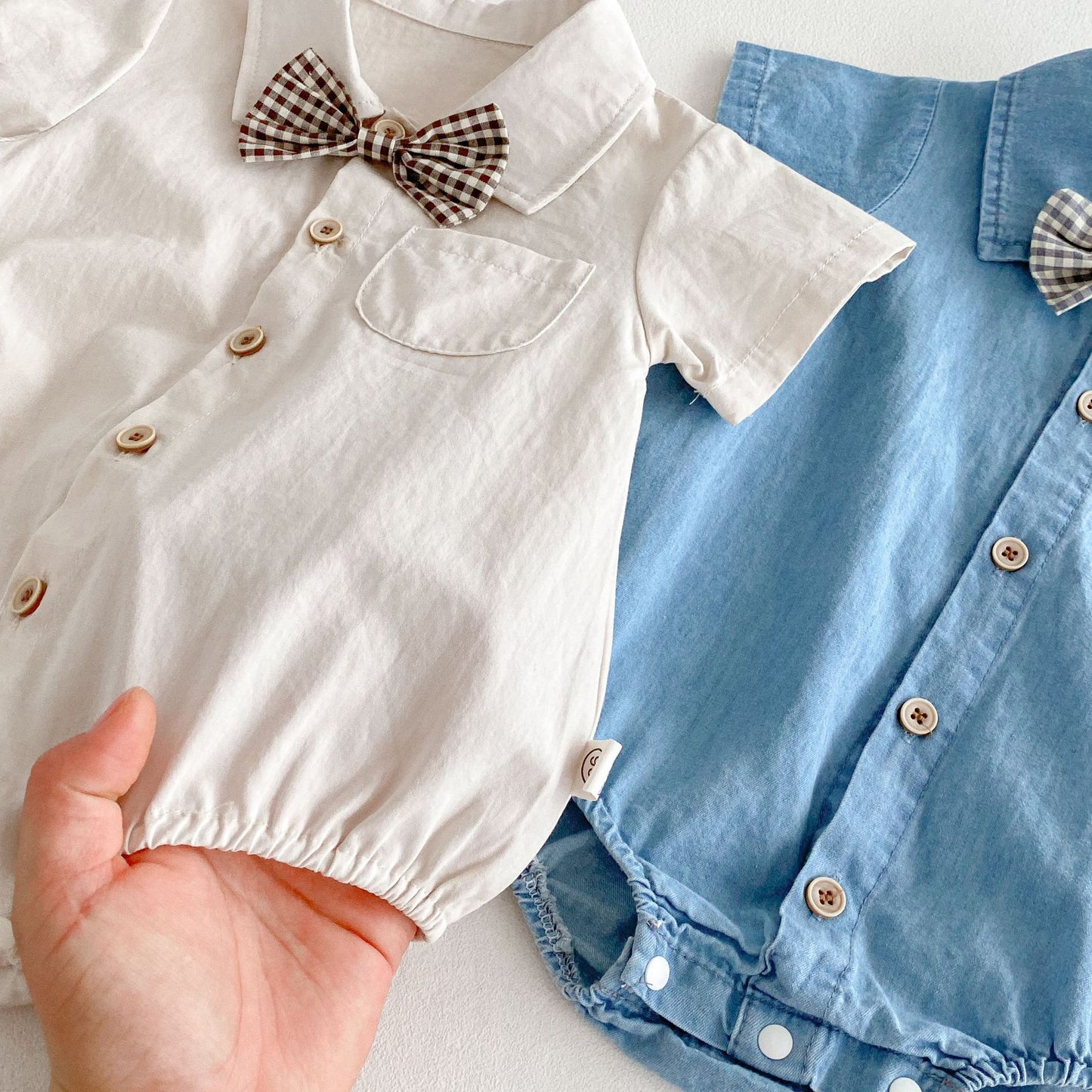 Summer Arrival Baby Boys Short Sleeves Solid Color Turn-down Bodysuit, MyKids-USA®, Bodysuits, MyKids-USA -  -  -  -  -  -  - .