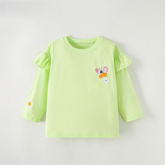MyKids-USA® Spring and Autumn Baby Kids Girls Butterfly Cartoon Pattern Long Sleeves Top