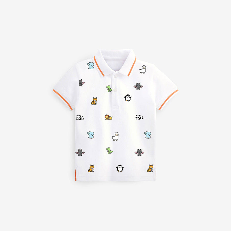Baby Kids Animals Print Short Sleeves Polo Shirt