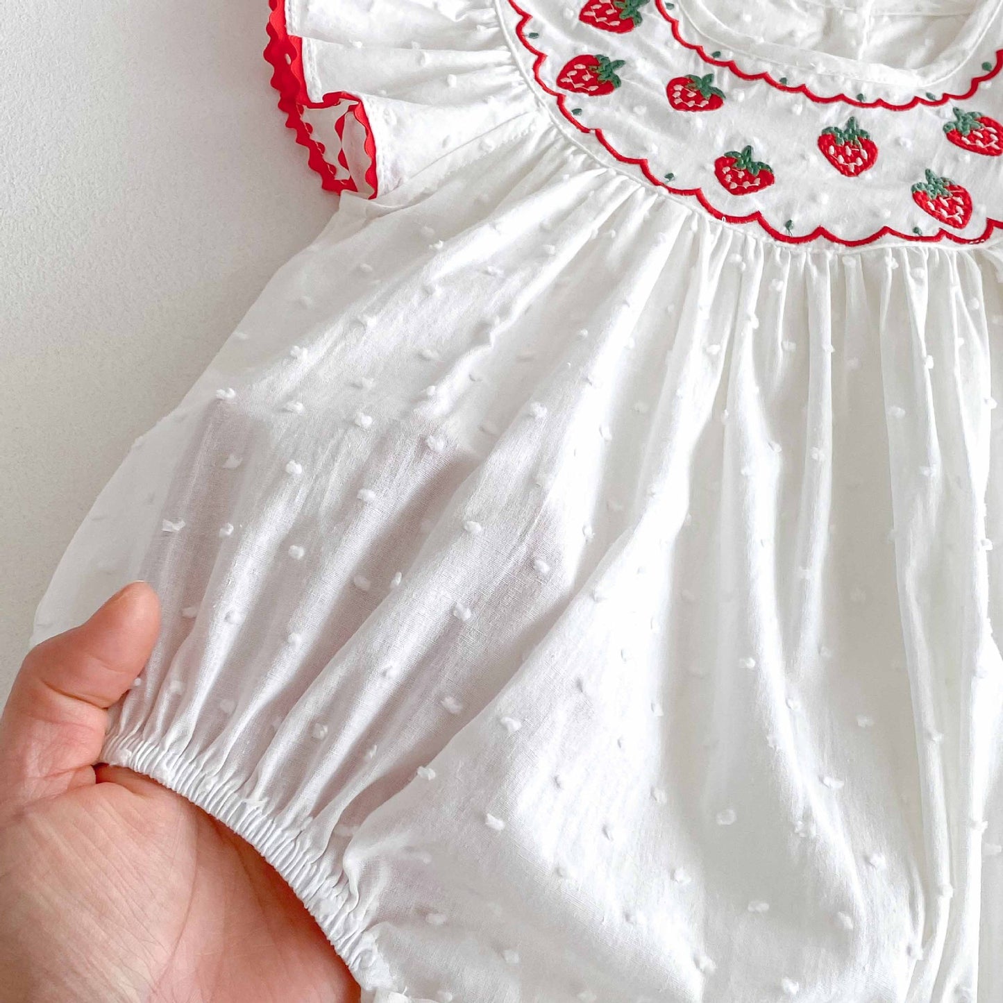 Summer Arrival Baby Girls Cute Fly Sleeves Strawberry Pattern Embroidered Onesies, MyKids-USA®, Baby One-Pieces, MyKids-USA -  -  -  -  -  -  - 