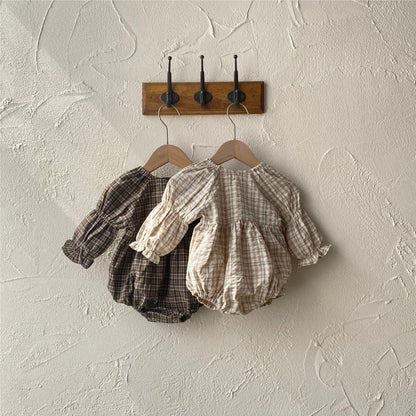 MyKids-USA® Autumn Arrival Baby Kids Girls Long Sleeves Vintage Plaid Bodysuit