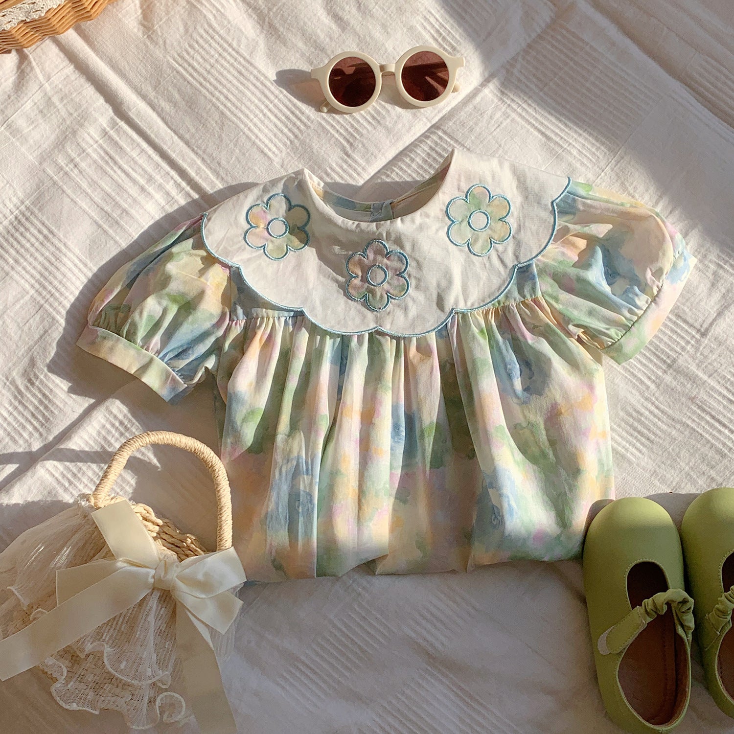 Summer Baby Kids Girls Short Sleeves Oil-Painting Flowers Pattern Dress, MyKids-USA®, Baby & Toddler Dresses, MyKids-USA -  -  -  -  -  -  - 