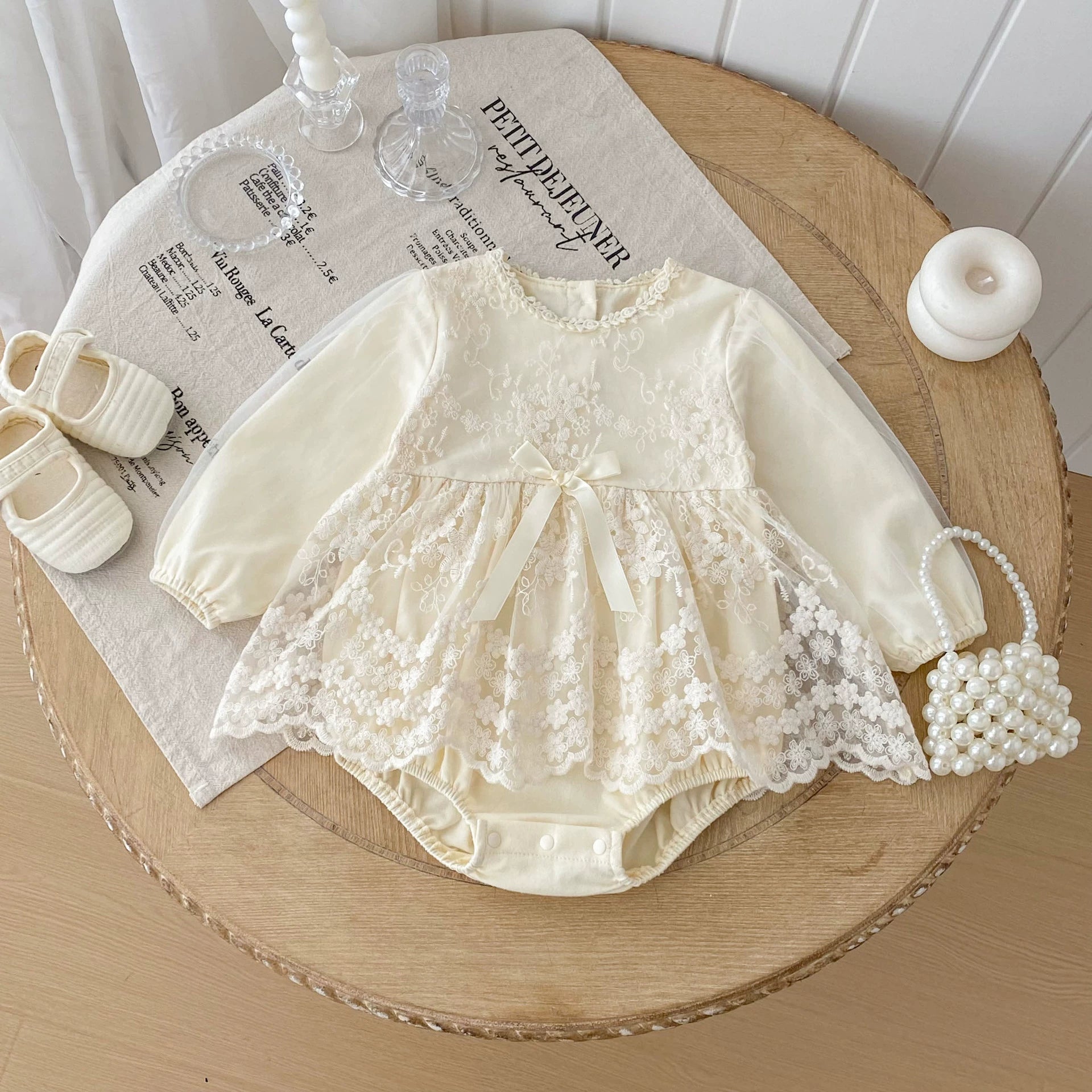 Autumn Arrival Baby Girls Long Sleeves Flowers Pattern Tulle Patchwork Onesies, MyKids-USA®, Baby & Toddler Dresses, MyKids-USA -  -  -  -  -  -  - 