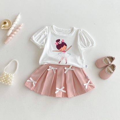 Summer Baby Kids Girls Short Sleeves Cartoon Pattern T-Shirt and Skirt Clothing Set, MyKids-USA®, Baby & Children's Outfits, MyKids-USA -  -  -  -  -  -  - .