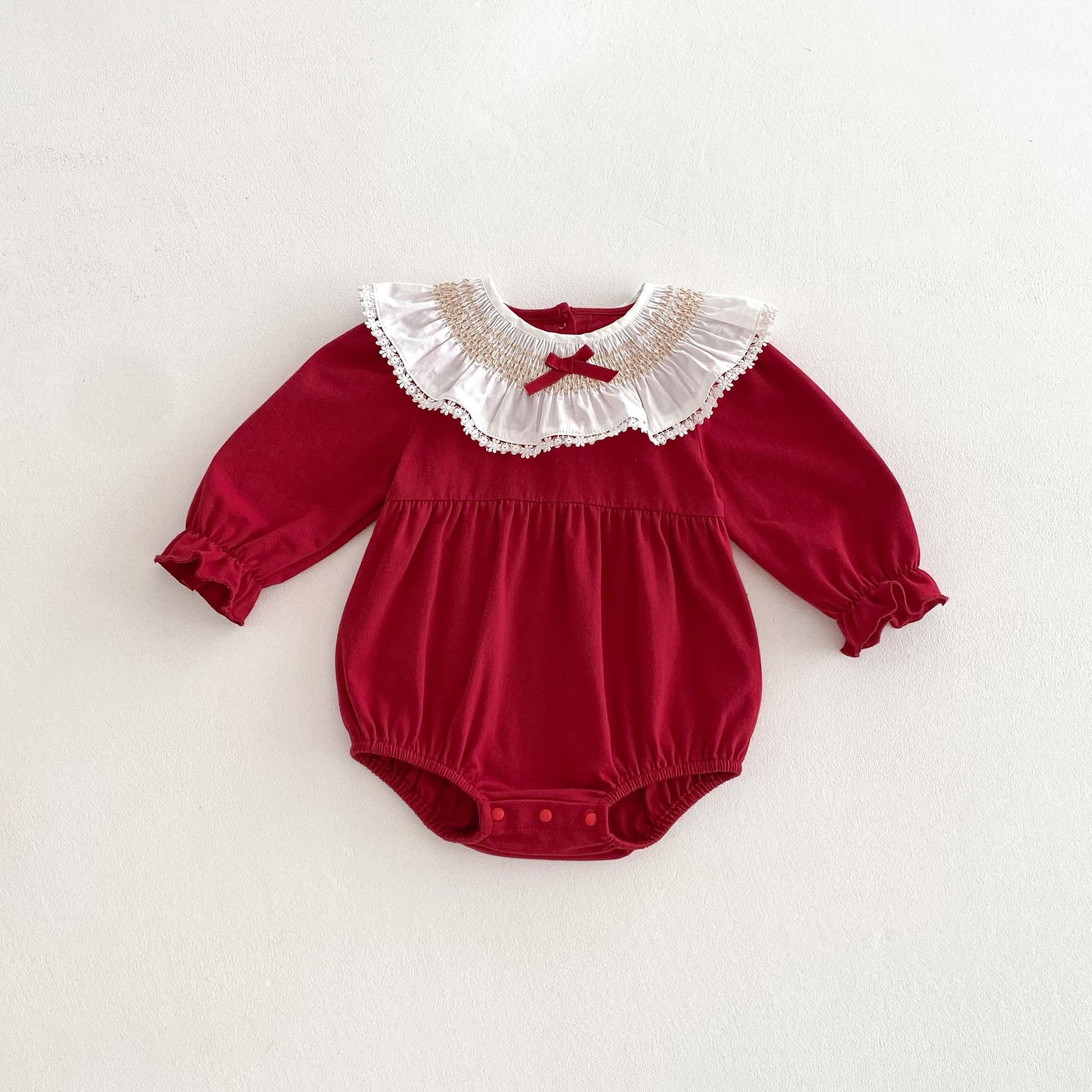 Spring Arrival Baby Girls Cute Floral Pattern Lace Trim Long Sleeves bodysuit, MyKids-USA®, Baby One-Pieces, MyKids-USA -  -  -  -  -  -  - .