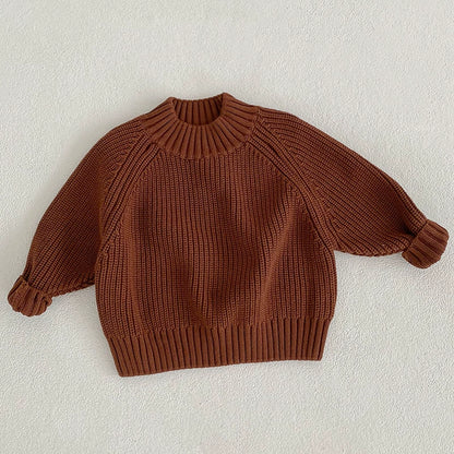 Autumn Arrival Baby Kids Unisex Comfortable Solid Color Knitted Long Sleeves Sweater with Turtleneck, MyKids-USA®, Sweaters, MyKids-USA - Size/Age - 80 (9-12M) - Color - Coffee -  -  - TR2507051841-A