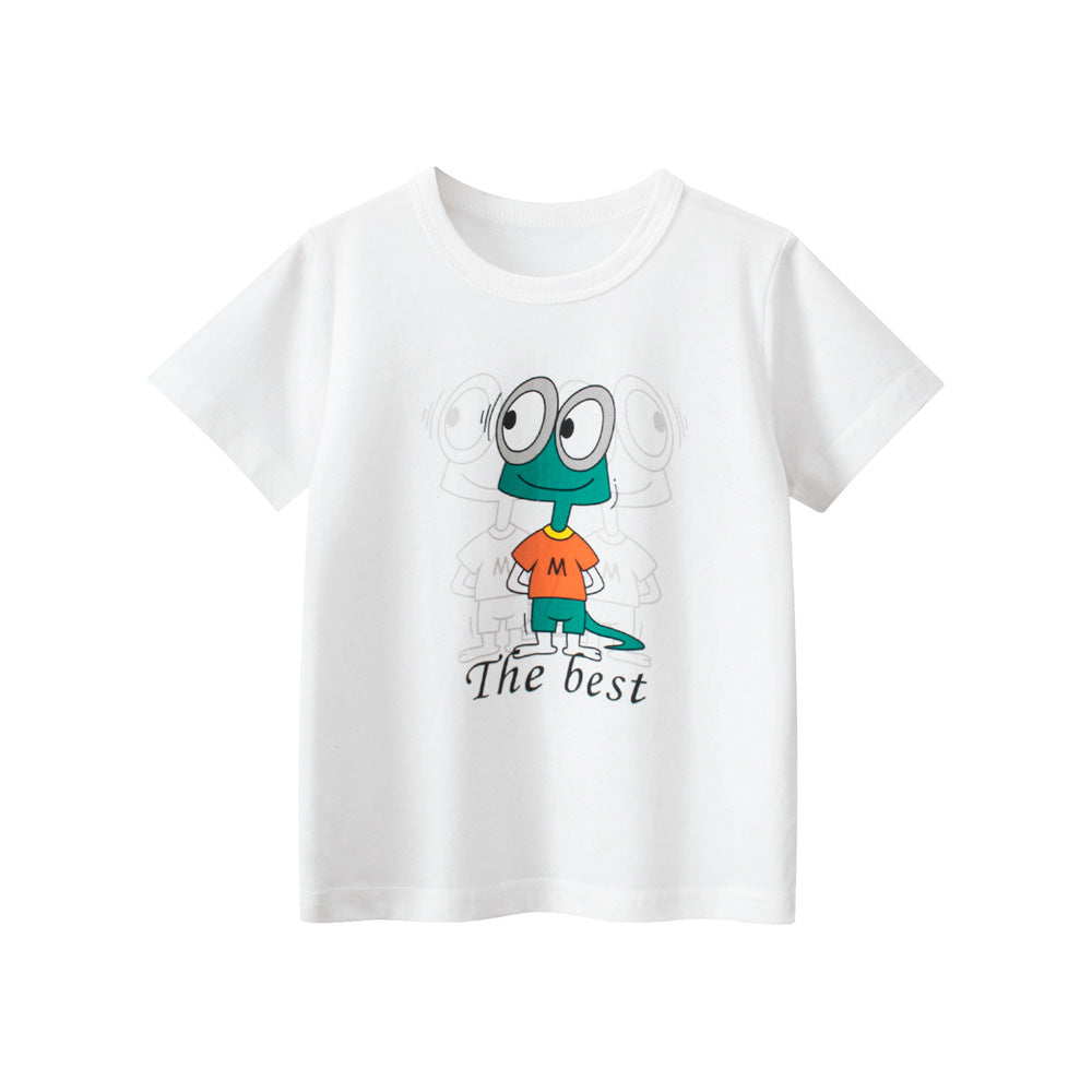 Boys’ Cartoon Animals Pattern T-Shirt In European And American Style, MyKids-USA®, Baby & Toddler Tops, MyKids-USA - Size/Age - 90 (12-24M) - Color - White -  -  - TR2407190940-A