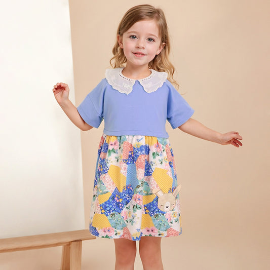 Summer Colorful Dress for Girls, European and American Cute Animals Cartoon Printed Dress, MyKids-USA®, Baby & Toddler Dresses, MyKids-USA - Size/Age - 90 (12-24M) - Color - Blue -  -  - TR2412232156-A