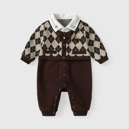 Autumn Hot Selling Baby Boys Color Patchwork Plaid Rompers Bodysuits with Collar, MyKids-USA®, Baby One-Pieces, MyKids-USA -  -  -  -  -  -  - 