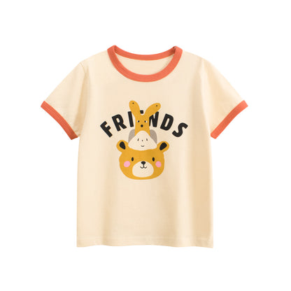 Summer Girls’ Cartoon and Letters Pattern T-shirt in European and American Style, MyKids-USA®, T-Shirts, MyKids-USA - Size/Age - 90 (12-24M) - Color - Apricot -  -  - TR2604082237-A.
