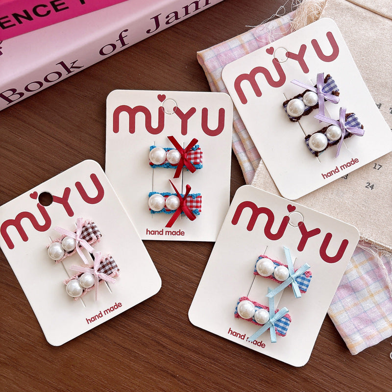 Collection of Plaid Pattern Beaded Hair Clips
