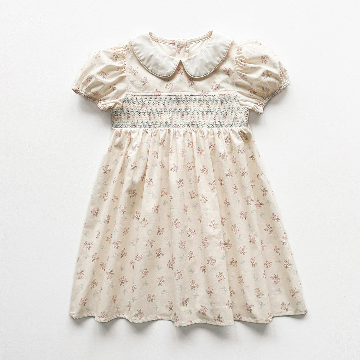 Summer Arrival Baby Girls Short Sleeves Floral Pattern Dress, MyKids-USA®, Baby & Children's Dresses, MyKids-USA - Size/Age - 90 (12-24M) - Color - Apricot -  -  - TR2603312359-A.