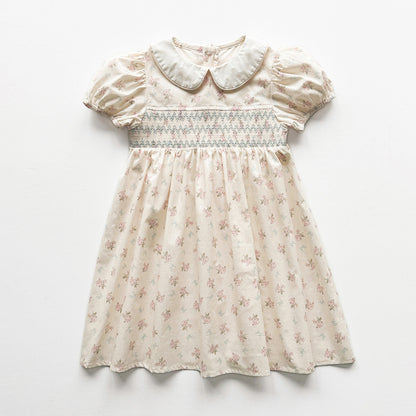Summer Arrival Baby Girls Short Sleeves Floral Pattern Dress, MyKids-USA®, Baby & Children's Dresses, MyKids-USA - Size/Age - 90 (12-24M) - Color - Apricot -  -  - TR2603312359-A.