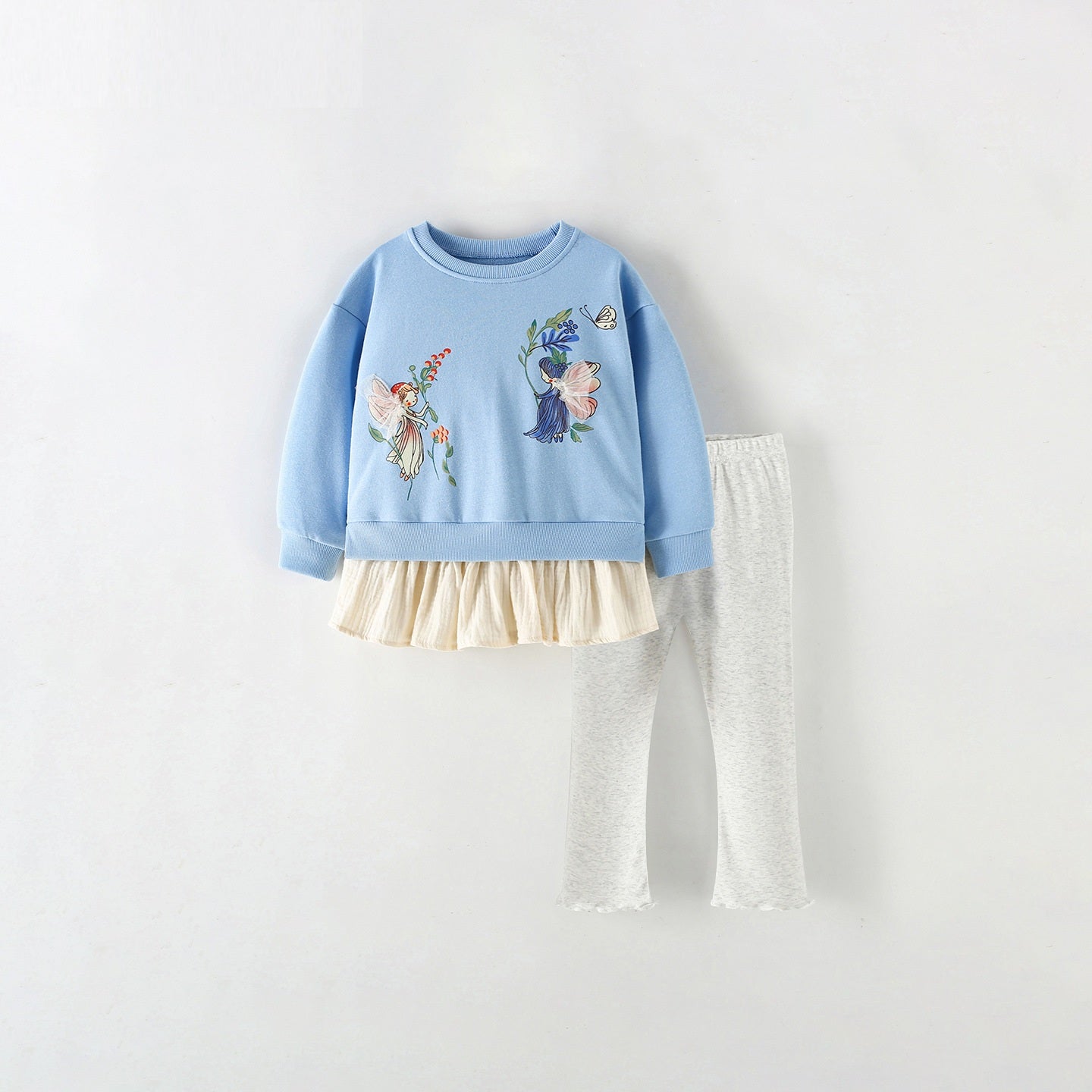 MyKids-USA® Winter and Autumn Baby Kids Girls Cartoon Pattern Long Sleeves Sweatshirt and Solid Color Pants Clothing Set