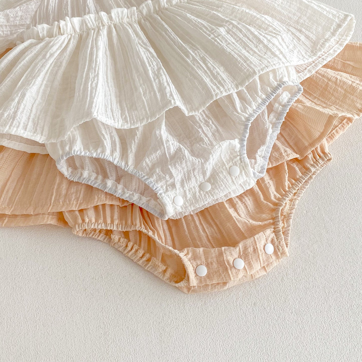 Summer Arrival Baby Girls Cute Pleated Short Sleeves Solid Color Onesies, MyKids-USA®, Baby One-Pieces, MyKids-USA -  -  -  -  -  -  - 