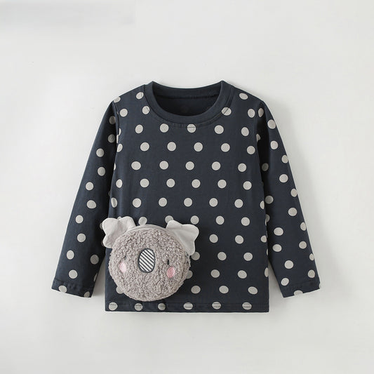 MyKids-USA® Spring and Autumn Baby Kids Girls Polka Dots Pattern Long Sleeves Top