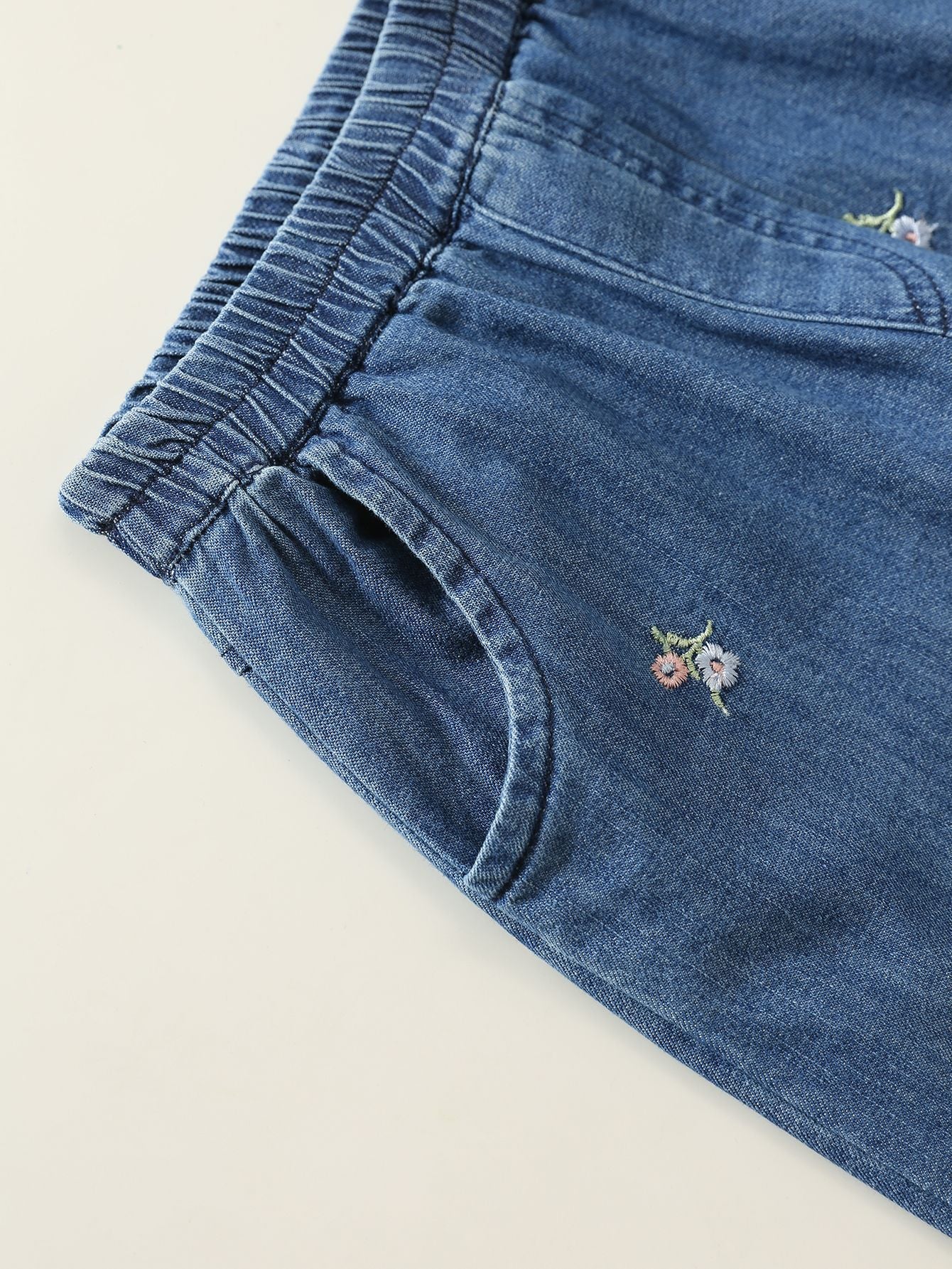 MyKids-USA® Arrival Autumn Girls Flowers Pattern Embroidered Jeans