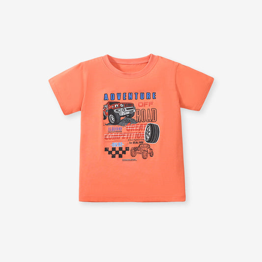 Boys’ SUV Cartoon Print T-Shirt In European And American Style For Summer