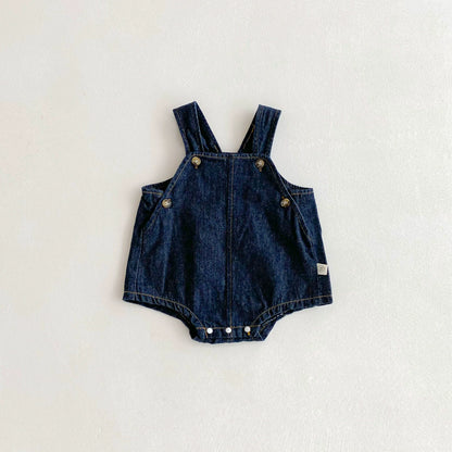 Summer Arrival Baby Unisex Solid Color Sleeveless Onesies Overalls, MyKids-USA®, Baby One-Pieces, MyKids-USA - Size/Age - 66 (3-6M) - Color - Navy Blue (Dark Blue) -  -  - TR2506242350-B