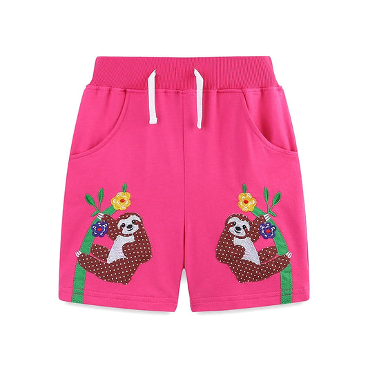 Summer Arrival Baby Kids Girls Cotton Casual Style Animals and Flowers Pattern Pink Shorts, MyKids-USA®, Shorts, MyKids-USA - Size/Age - 90 (12-24M) - Color - Pink -  -  - TR2506191713-A