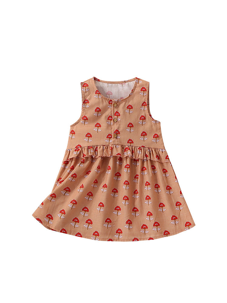 Summer Arrival Flowers Pattern Sleeveless Crew Neck Dress for Stylish Girls, MyKids-USA®, Baby & Toddler Dresses, MyKids-USA -  -  -  -  -  -  - 