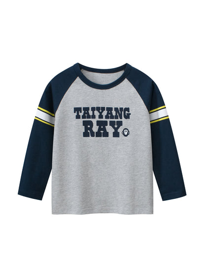 Autumn Baby Boys Letters Print Striped Long Sleeves Crew Neck Base Top Shirt, MyKids-USA®, Baby & Toddler Outerwear, MyKids-USA - Size/Age - 90 (12-24M) - Color - Grey -  -  - TR2408022239-A