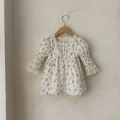 MyKids-USA® Autumn Arrival Baby Kids Girls Princess Long Sleeves Square Neck Floral Dress