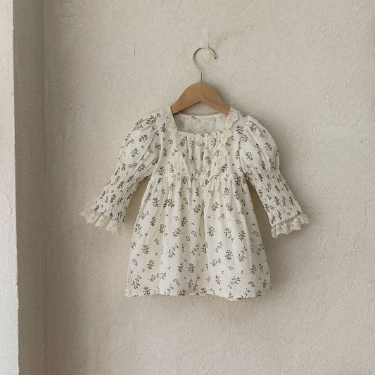 MyKids-USA® Baby Kids Girls Princess Long Sleeves Square Neck Floral Dress