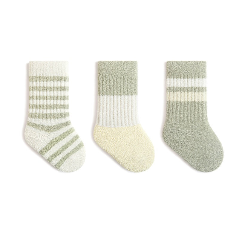 Autumn and Winter Arrival Baby Unisex Breathable Striped Pattern Casual Socks 1 Lot=3-Pair Set, MyKids-USA®, Baby & Toddler Socks & Tights, MyKids-USA - Size/Age - XS (0-6M) - Color - Green -  -  - TR2601181557-C.