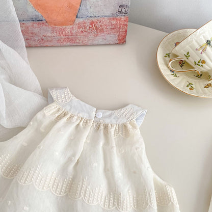 Summer Baby Kids Solid Color Sleeveless Dots Embroidery Pattern Top Dress and Pants Clothing Set for Girls, MyKids-USA®, Baby & Toddler Outfits, MyKids-USA -  -  -  -  -  -  - 