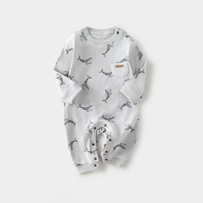 Spring Arrival Baby Unisex Long Sleeves Simple Pattern Rompers, MyKids-USA®, Baby One-Pieces, MyKids-USA - Size/Age - 66 (3-6M) - Color - Grey -  -  - TR2502282258-D