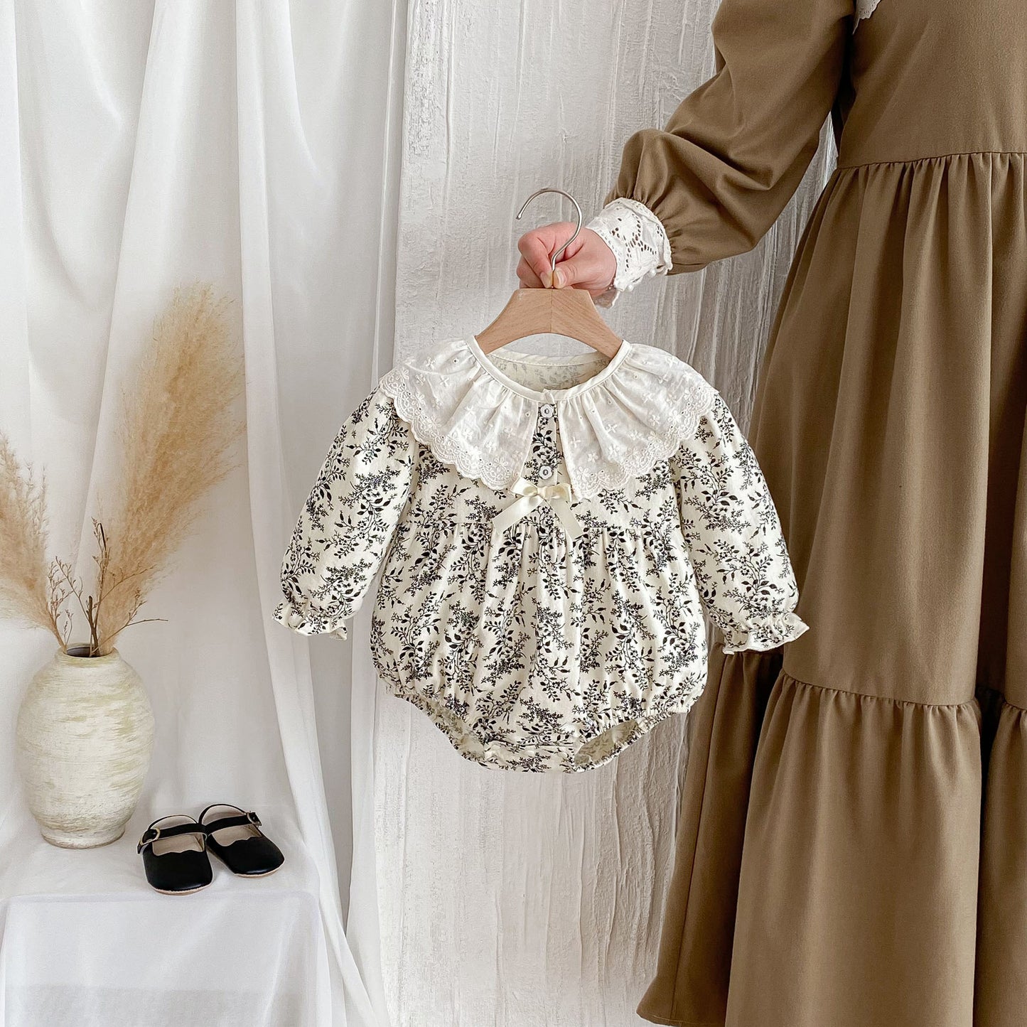 Arrival Baby Girls Long Sleeves Embroidery Collar Floral Print Onesies, MyKids-USA®, Baby One-Pieces, MyKids-USA -  -  -  -  -  -  - 