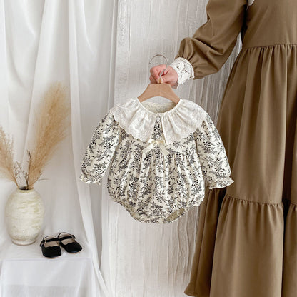 Arrival Baby Girls Long Sleeves Embroidery Collar Floral Print Onesies, MyKids-USA®, Baby One-Pieces, MyKids-USA -  -  -  -  -  -  - 