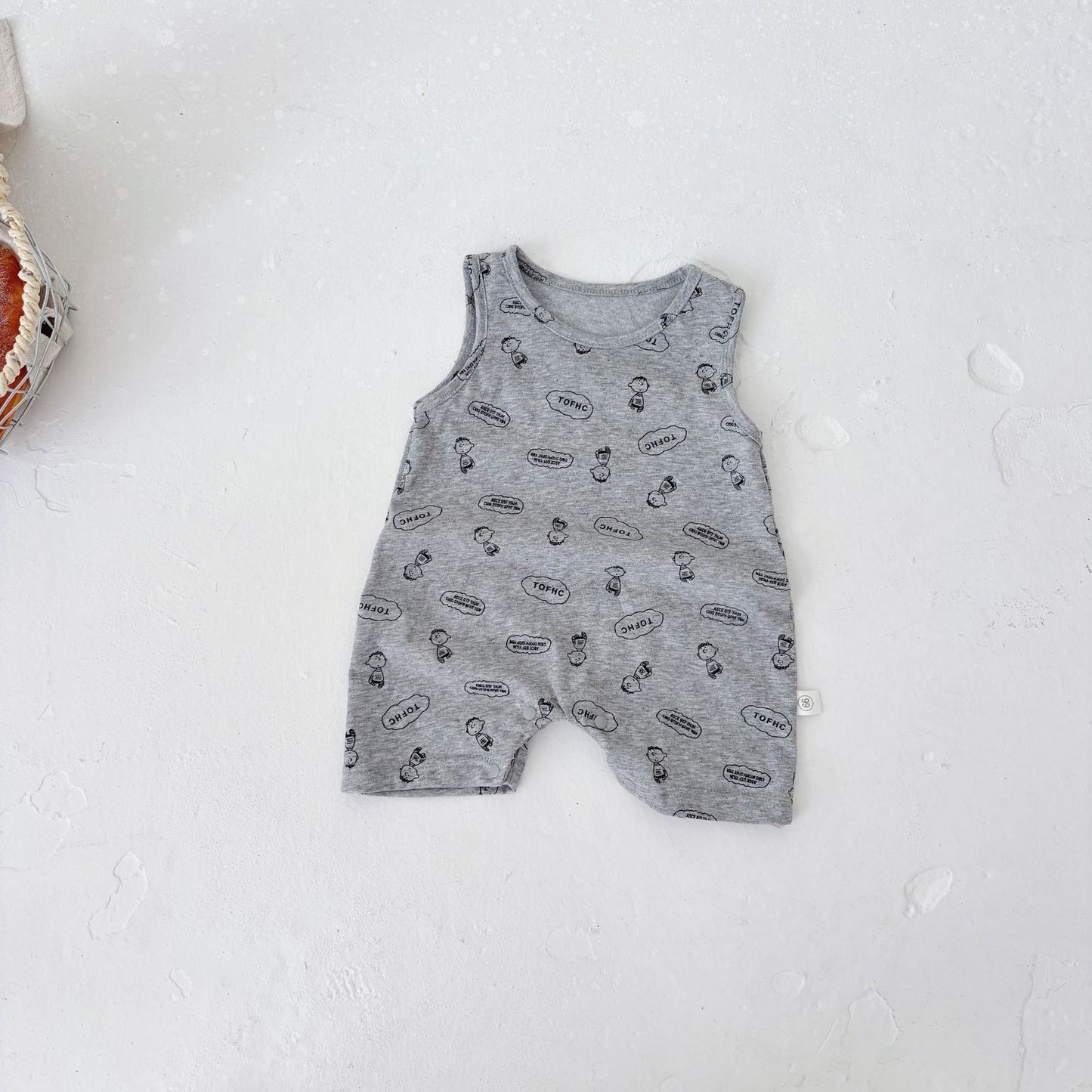 Summer Arrival Baby Unisex Simple Dinosaurs Pattern Sleeveless Crew Neck Rompers, MyKids-USA®, Baby One-Pieces, MyKids-USA - Size/Age - 66 (3-6M) - Color - Grey -  -  - TR2505132022-B