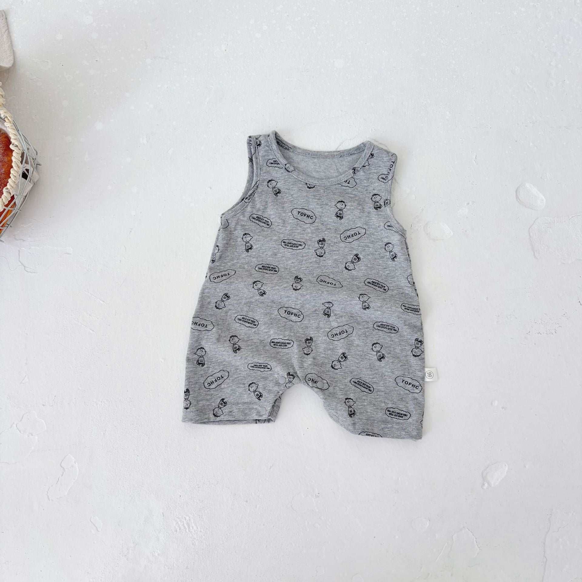 Summer Arrival Baby Unisex Simple Dinosaurs Pattern Sleeveless Crew Neck Rompers, MyKids-USA®, Baby One-Pieces, MyKids-USA - Size/Age - 66 (3-6M) - Color - Grey -  -  - TR2505132022-B