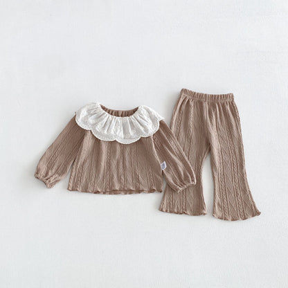 MyKids-USA® Hot Selling Autumn Baby Kids Girls Long Sleeves Geometric and Flowers Pattern Top with Pants Set