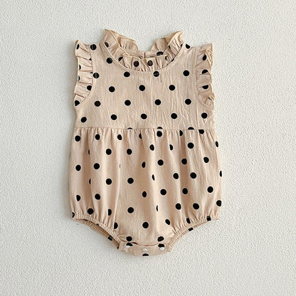 Summer Baby Girls Sleeveless Polka Dots Onesie, MyKids-USA®, Baby One-Pieces, MyKids-USA - Size/Age - 66 (3-6M) - Color - Apricot -  -  - TR2401201520-A