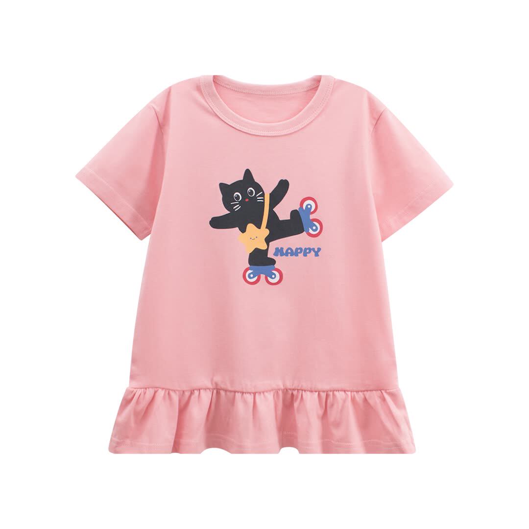 Summer Girls’ Animals Cartoon and Letters Pattern T-shirt in European and American Style, MyKids-USA®, T-Shirts, MyKids-USA - Size/Age - 90 (12-24M) - Color - Pink -  -  - TR2604212344-A.