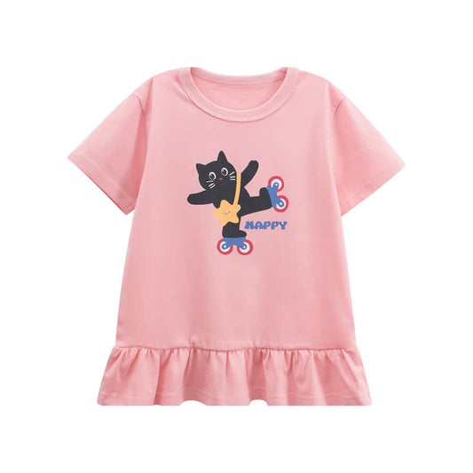 Summer Girls’ Animals Cartoon and Letters Pattern T-shirt in European and American Style, MyKids-USA®, T-Shirts, MyKids-USA - Size/Age - 90 (12-24M) - Color - Pink -  -  - TR2604212344-A.